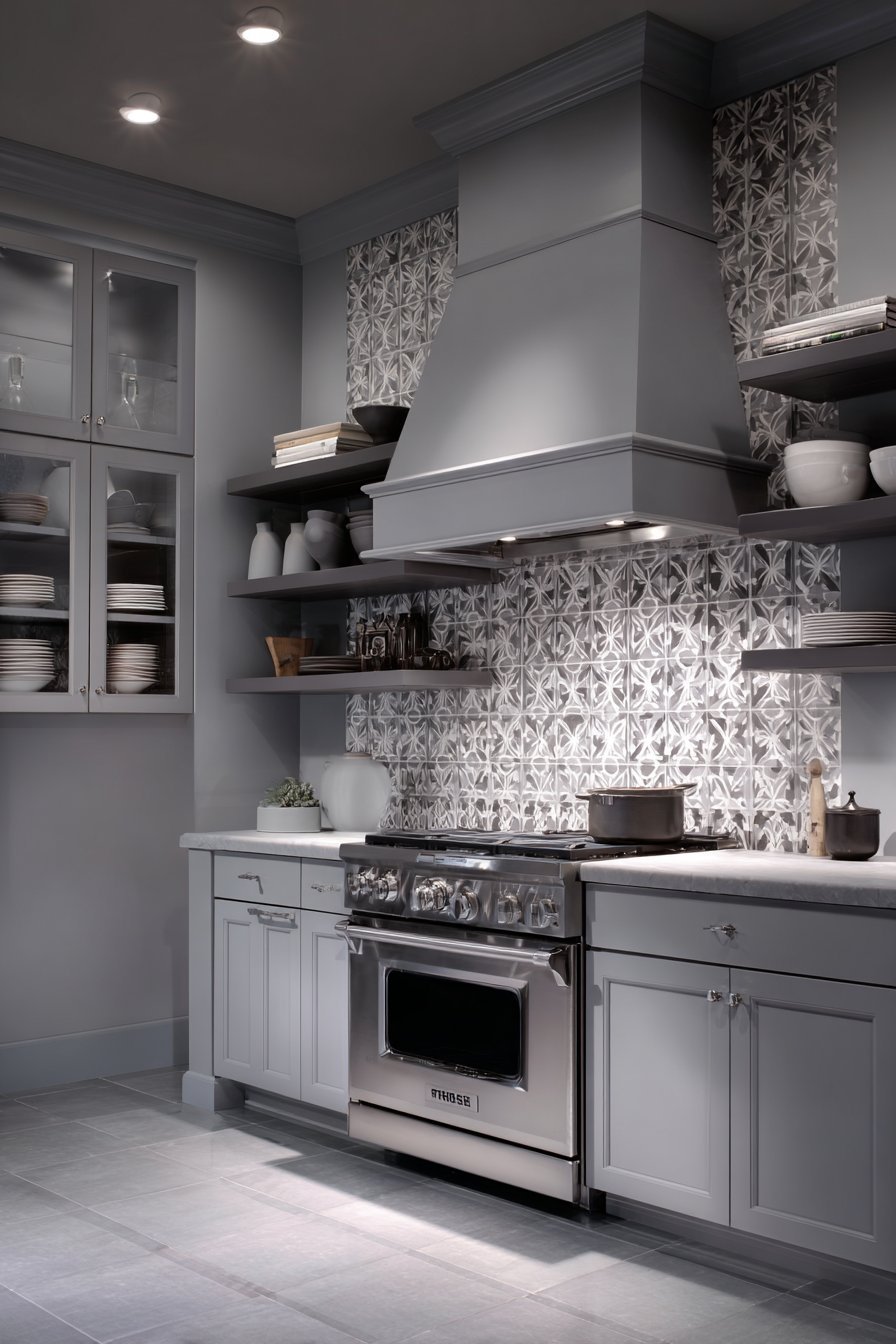Dramatic Grey Kitchen Range Wall