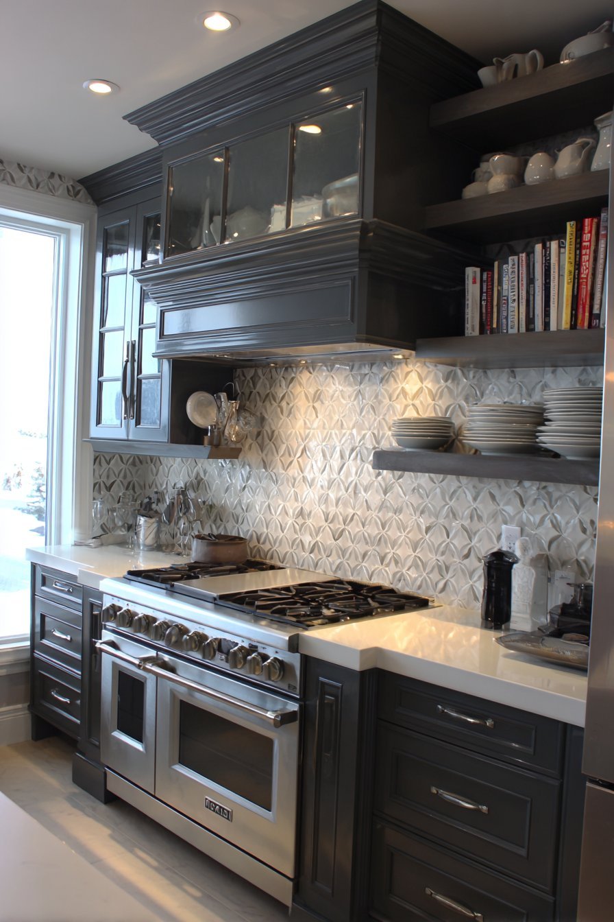 Dramatic Grey Kitchen Range Wall