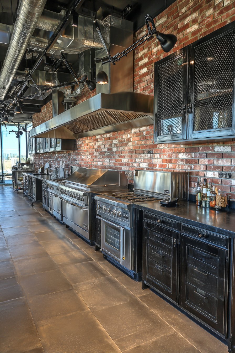 Seamless Concrete Floor with Pipe-Leg Island