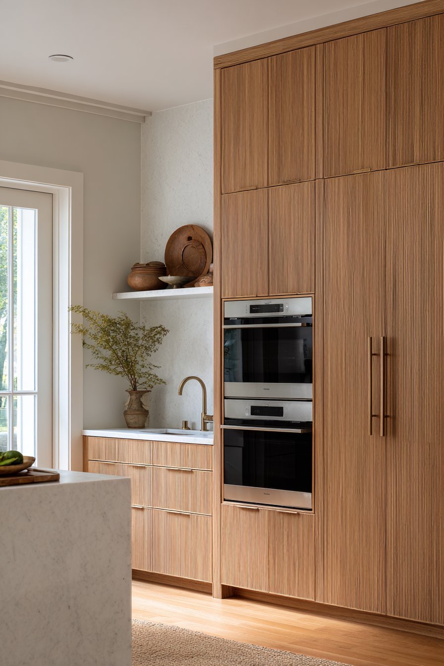 Seamless Appliance Integration with Teak Veneer