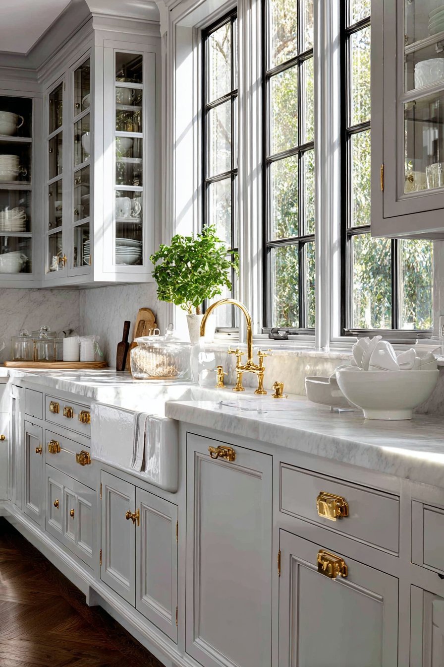 Traditional Raised Panel Grey Kitchen