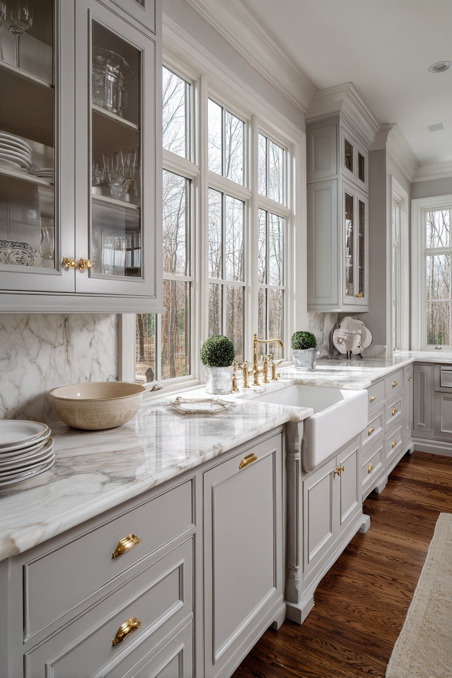 Traditional Raised Panel Grey Kitchen