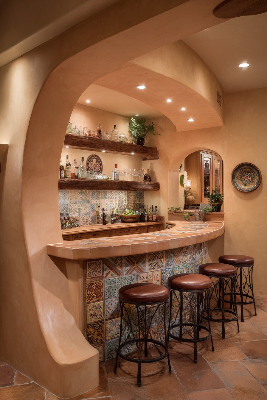 Curved Plastered Bar Counter