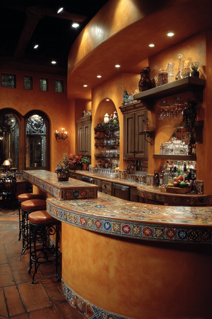 Curved Plastered Bar Counter