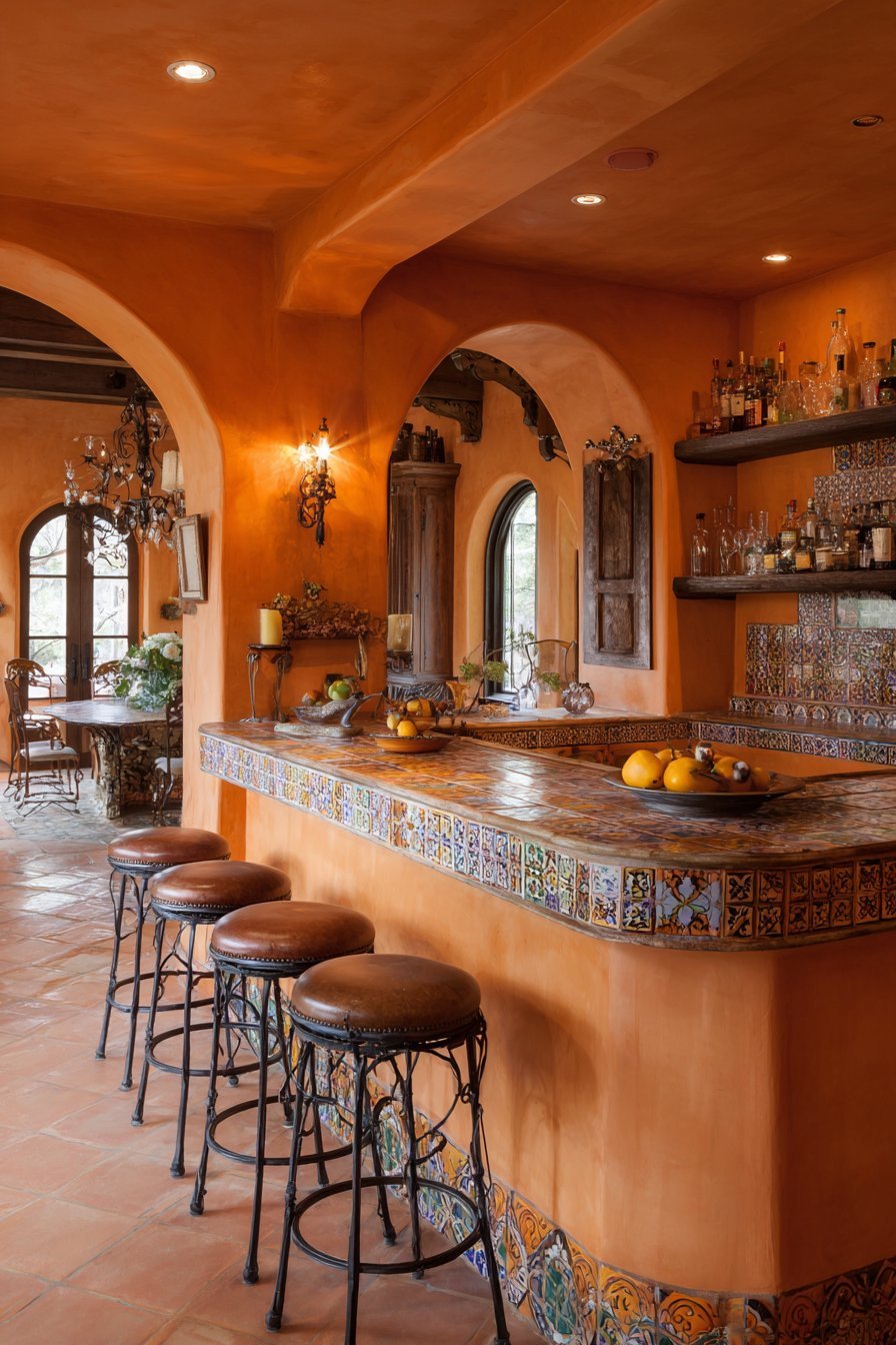 Curved Plastered Bar Counter