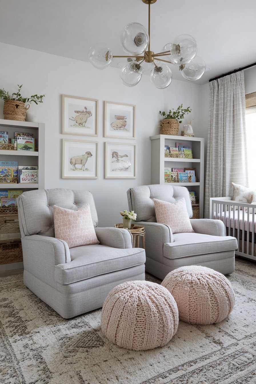 Twin Nursery Symmetrical Built-In Matching Units