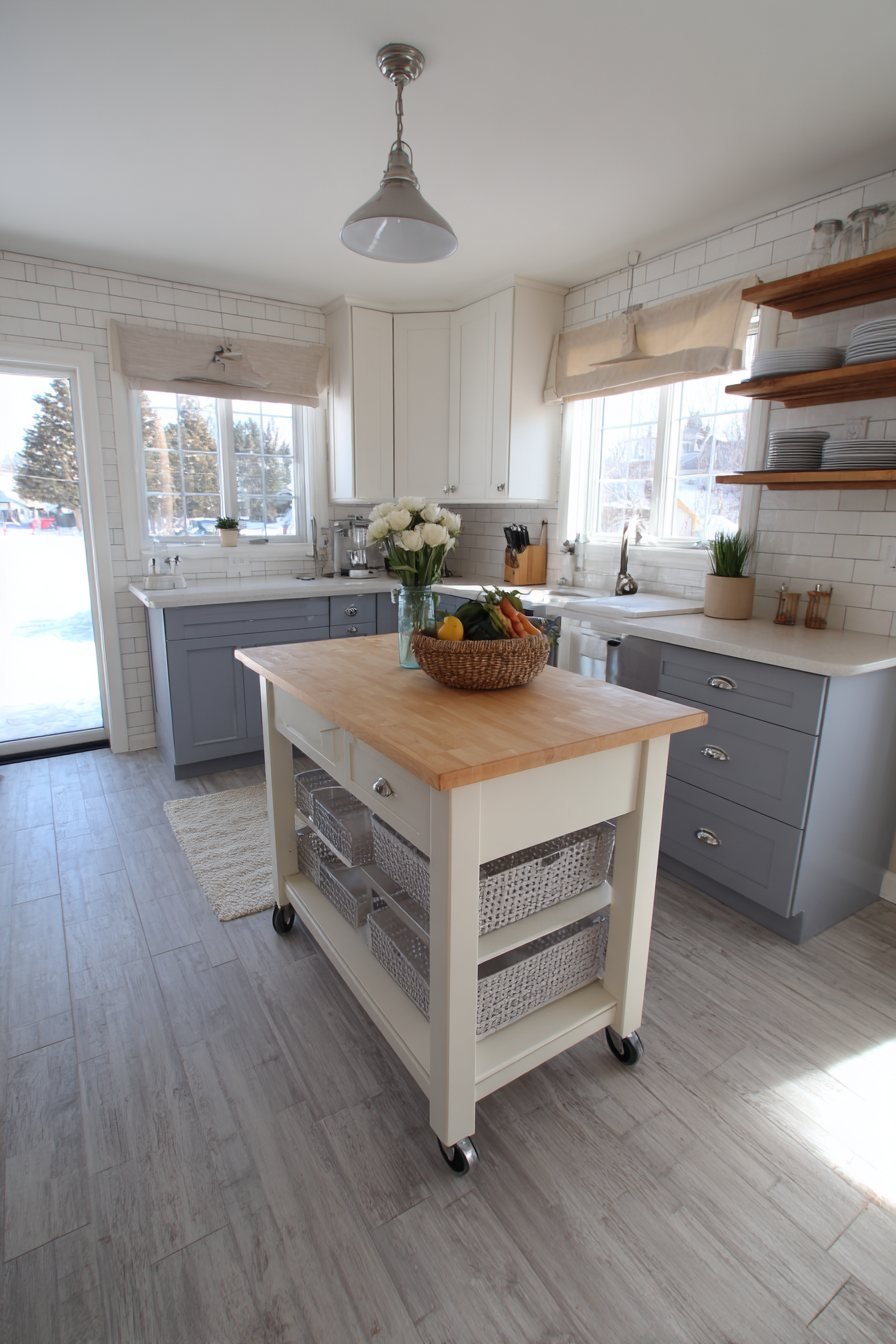 Mobile Island on Locking Casters