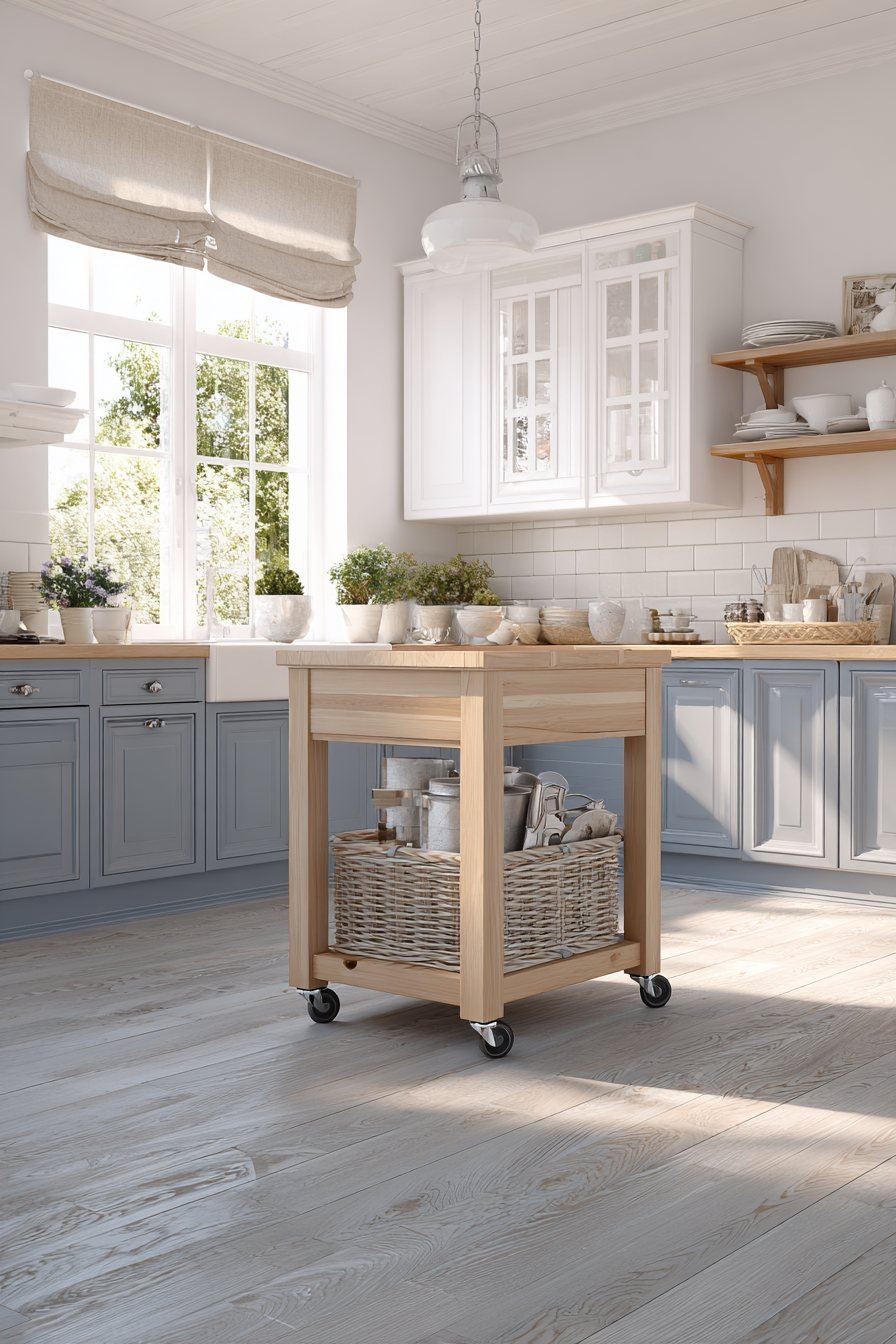 Mobile Island on Locking Casters