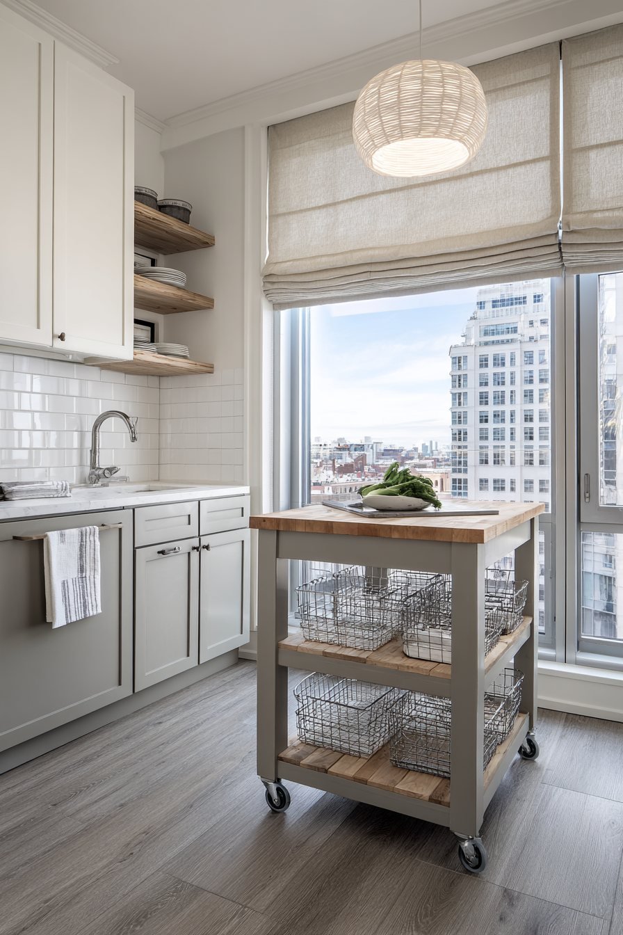 Mobile Island on Locking Casters