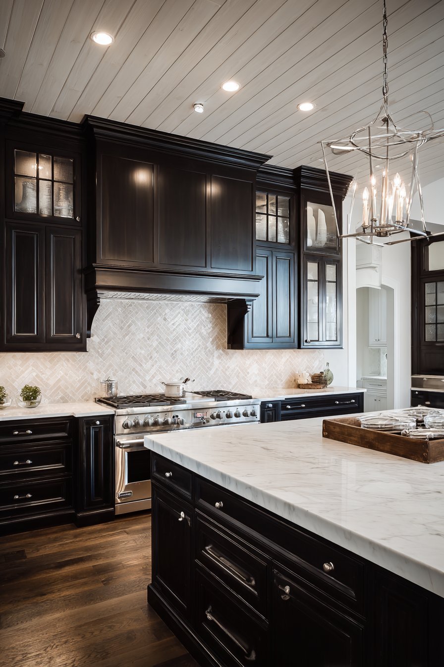 Traditional Kitchen with Tongue and Groove Ceiling