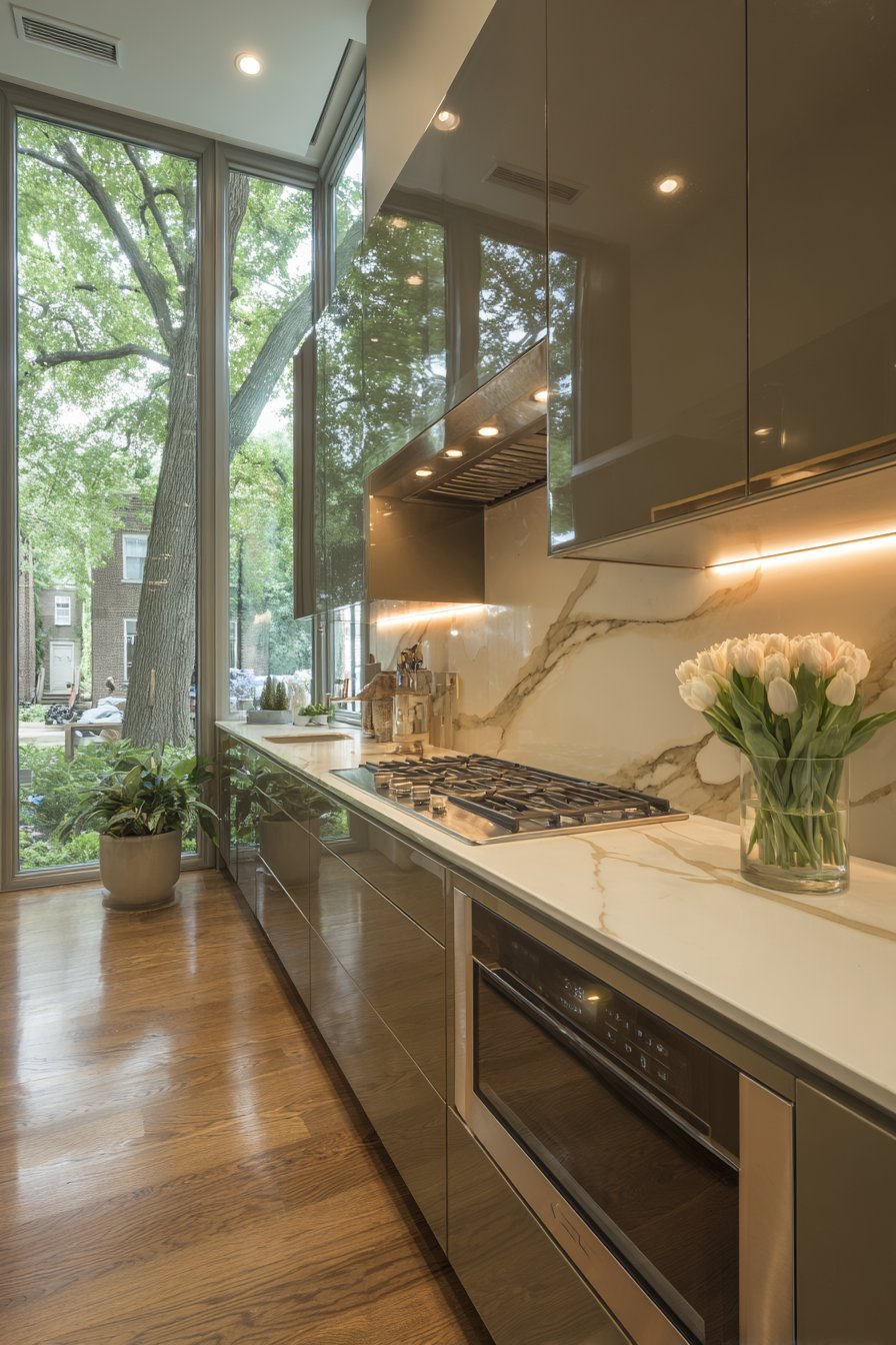 High-Gloss Charcoal Contemporary Glamour