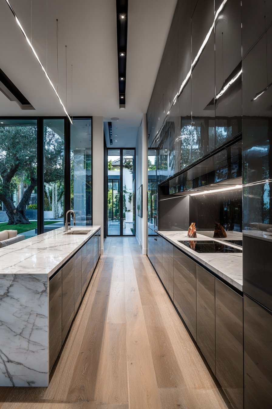 High-Gloss Charcoal Contemporary Glamour