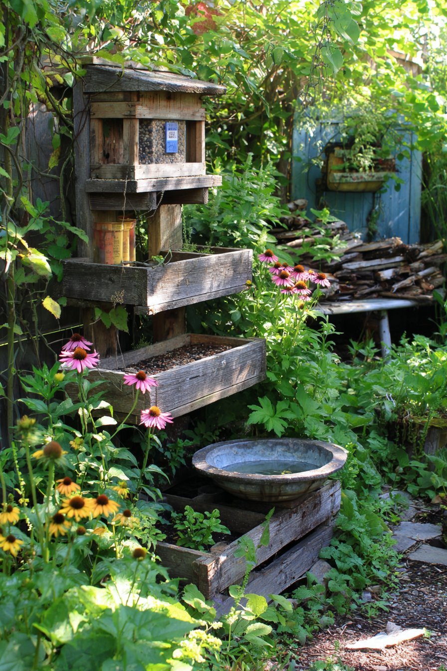 Multi-Level Bird Feeding Wildlife Corner