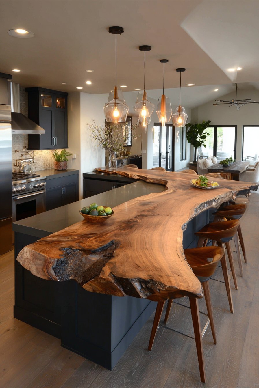 Live-Edge Peninsula with Walnut Countertop