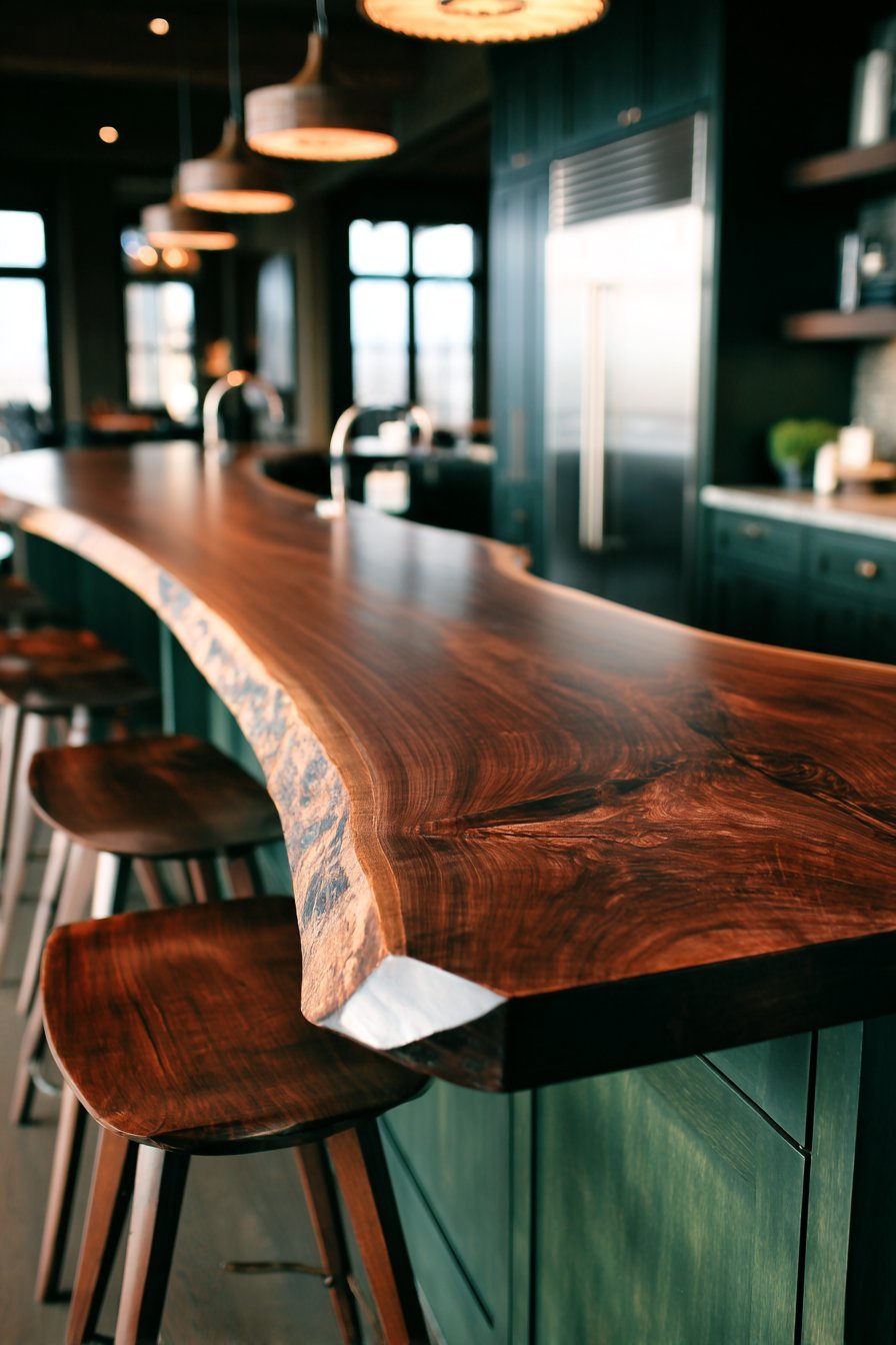Live-Edge Peninsula with Walnut Countertop