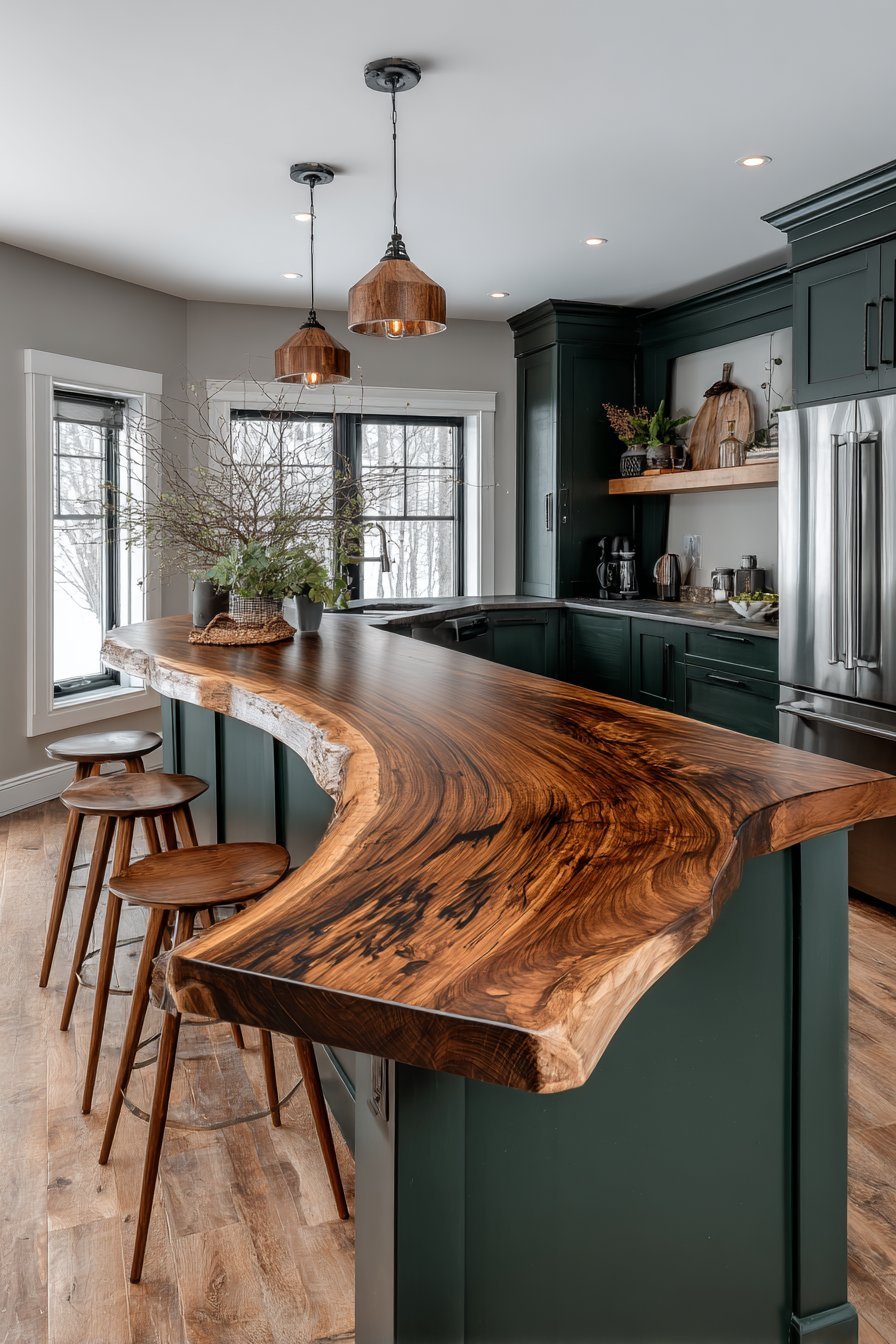 Live-Edge Peninsula with Walnut Countertop