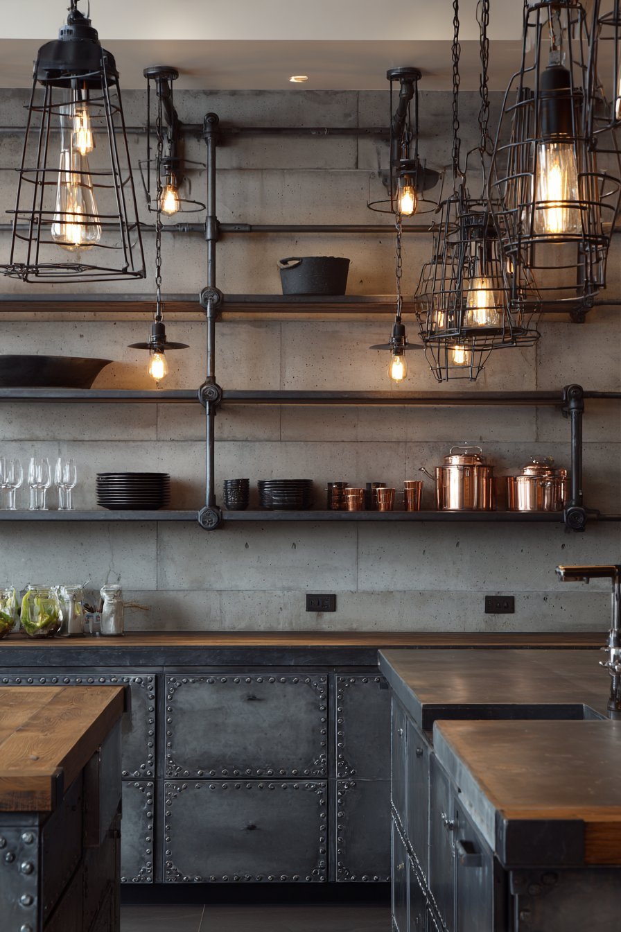 Riveted Metal Cabinetry with Factory Latches