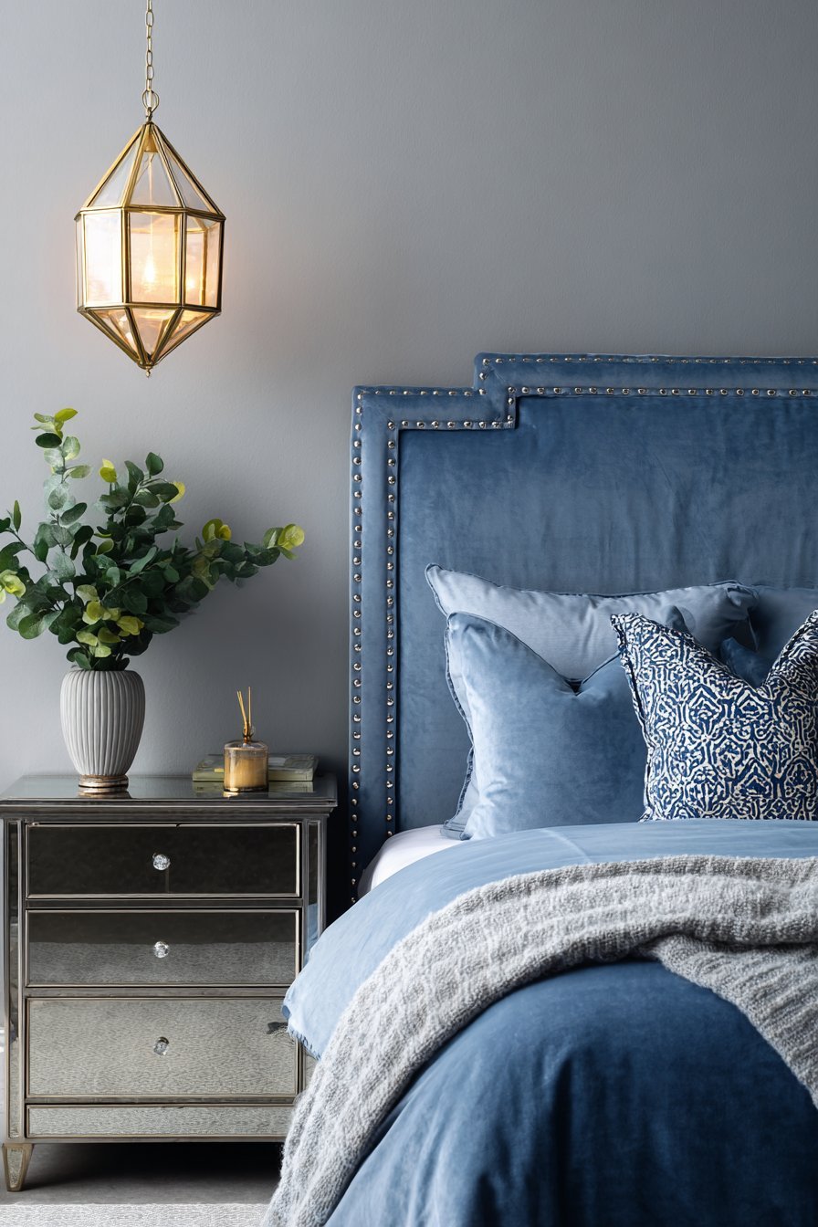 Luxe Light Blue Velvet with Metallic Accents