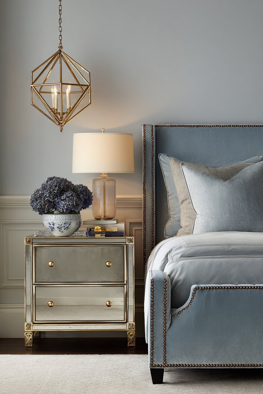 Luxe Light Blue Velvet with Metallic Accents