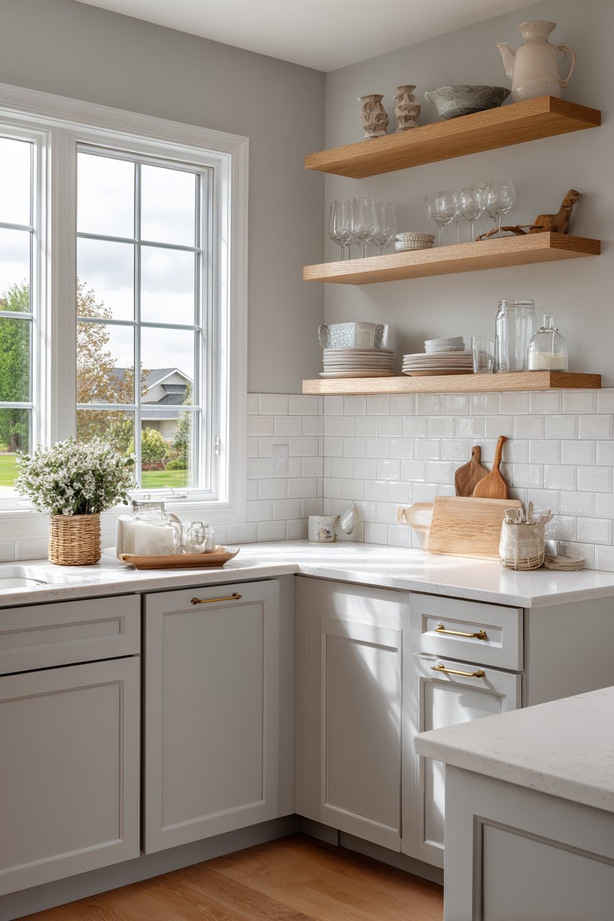 Open Shelving Grey Kitchen