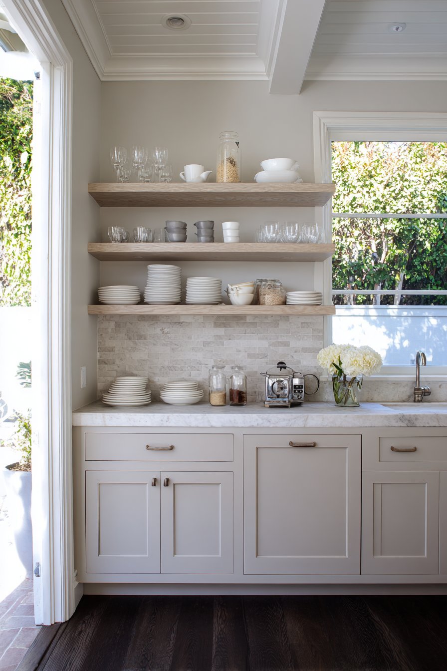 Open Shelving Grey Kitchen