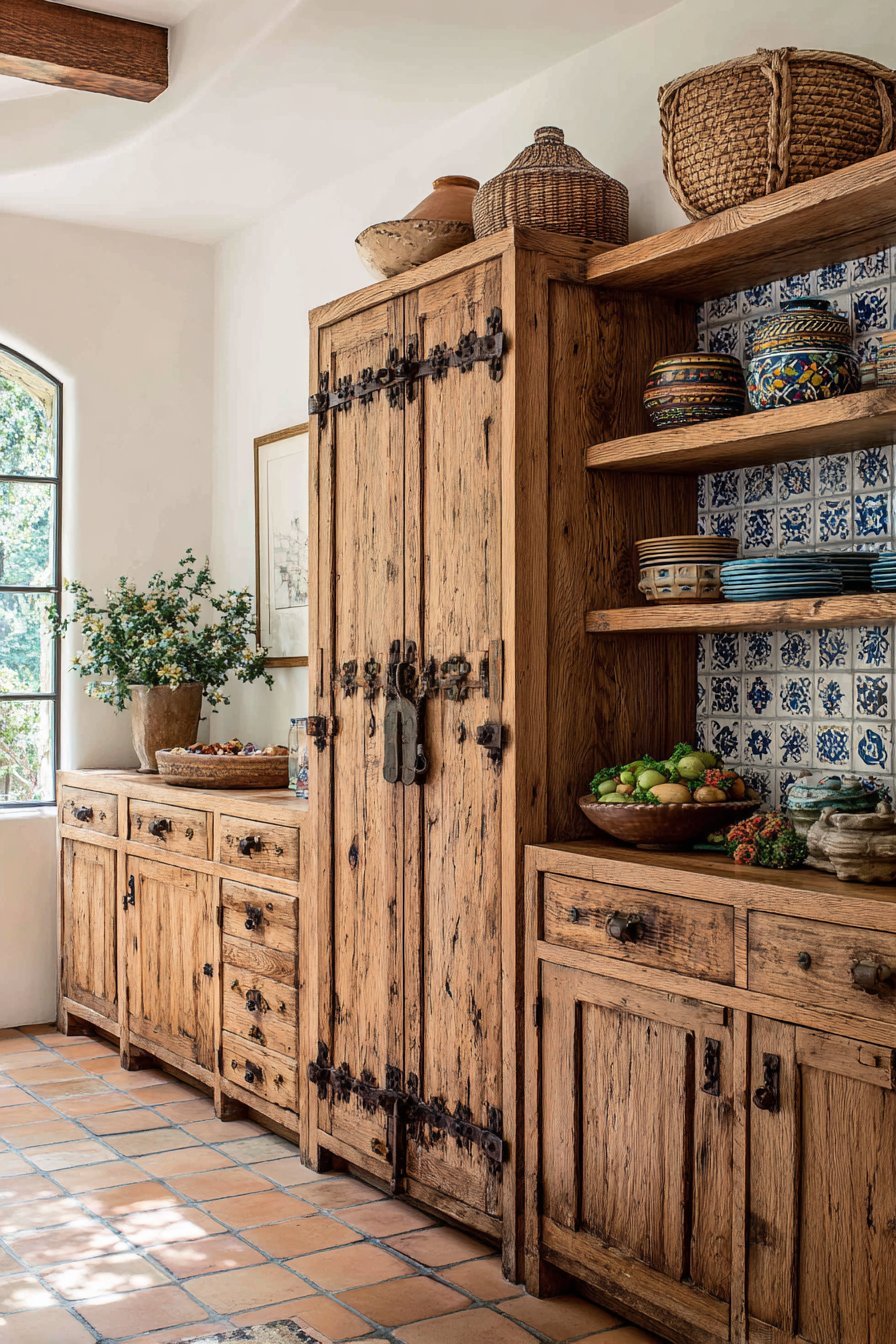 Floor-to-Ceiling Rustic Storage Wall