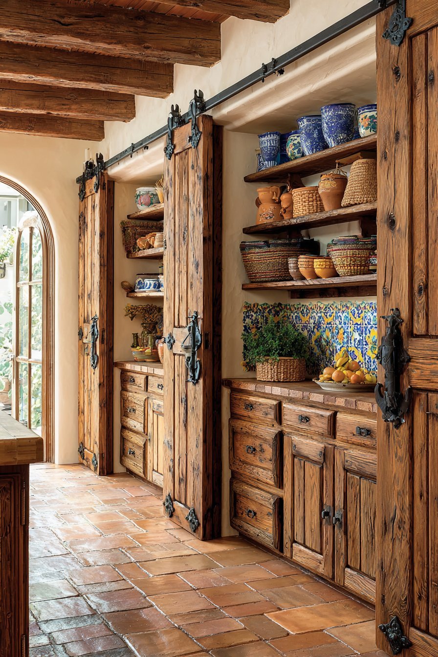 Floor-to-Ceiling Rustic Storage Wall