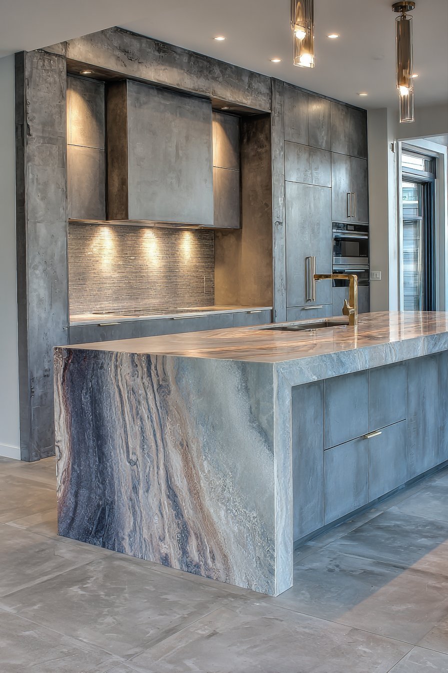 Industrial-Luxe Concrete with Quartzite Drama