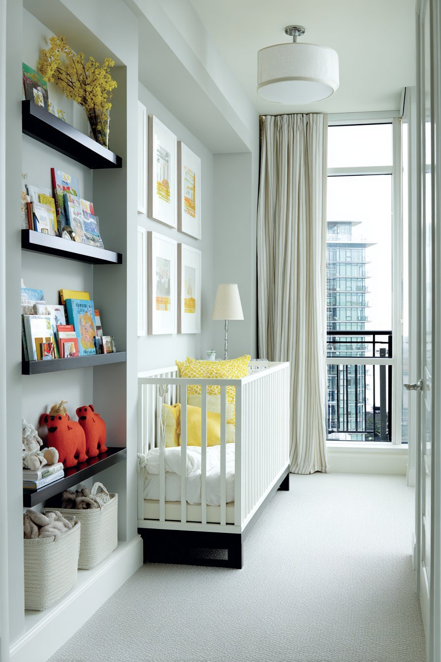 Compact Vertical Tall Narrow White Bookcase