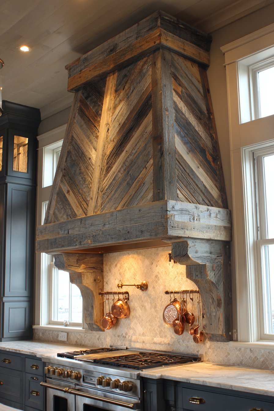 Reclaimed Wood Plank Range Hood