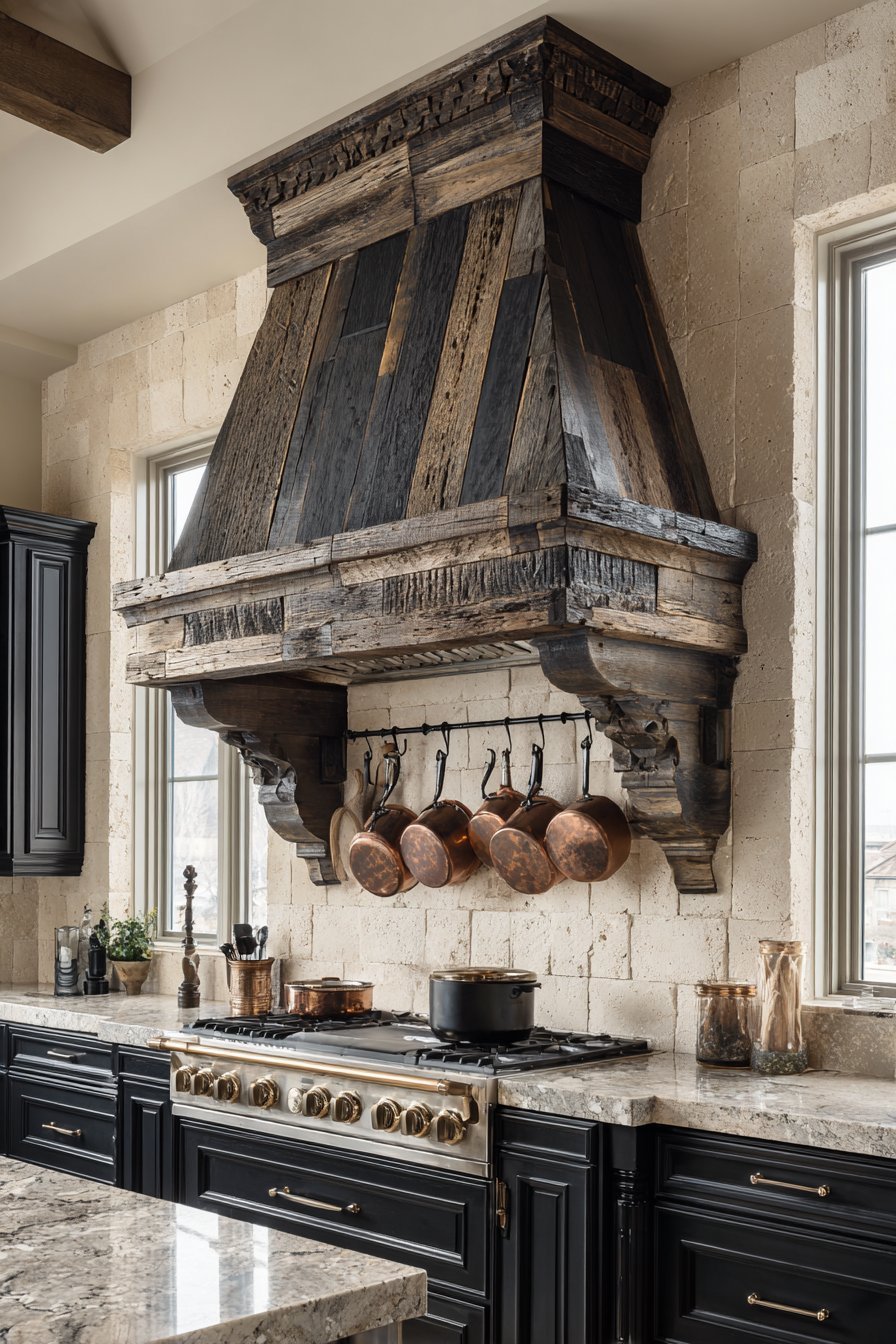 Reclaimed Wood Plank Range Hood
