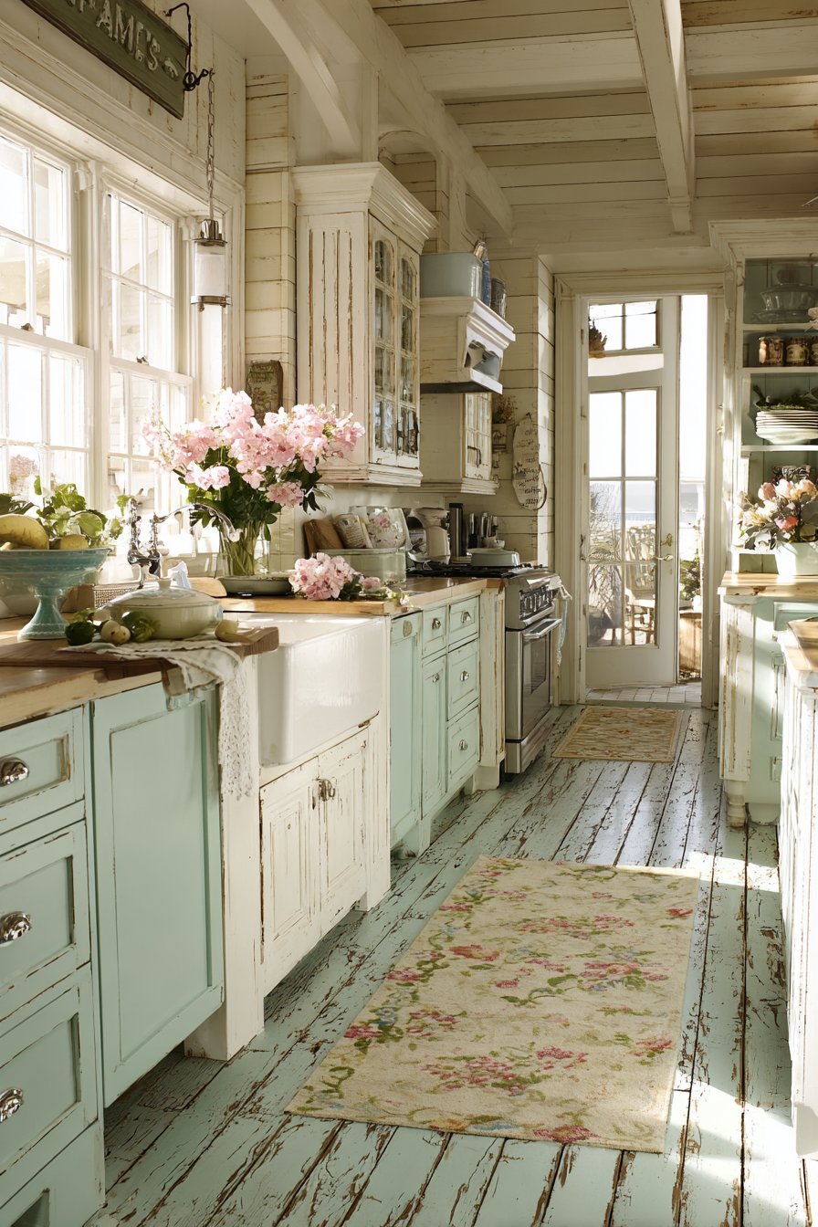 White-Painted Wide-Plank Flooring