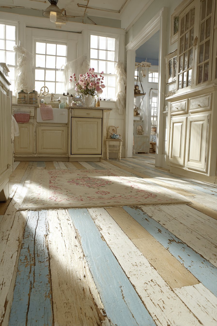 White-Painted Wide-Plank Flooring