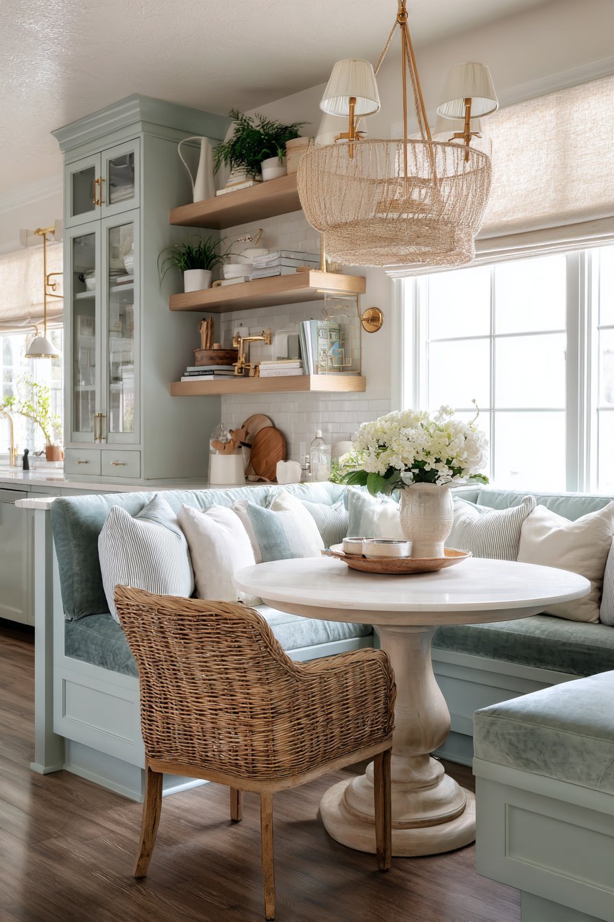 Cozy Sage Green Breakfast Nook Integration