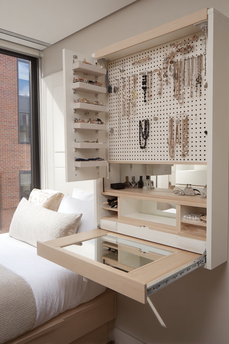 Fold-Out Wall Desk And Mirror