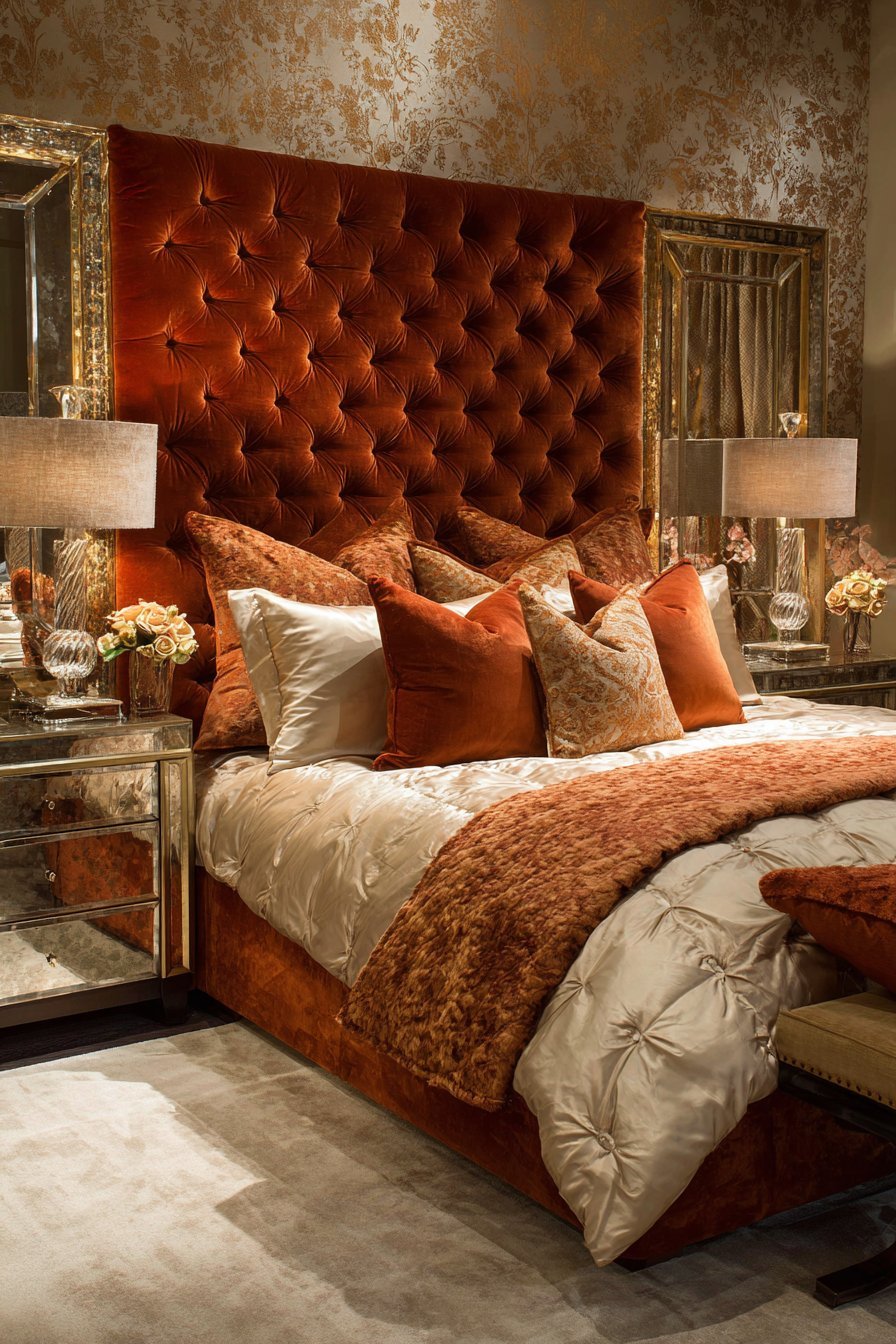 Tufted Velvet Glamour with Metallic Wallpaper
