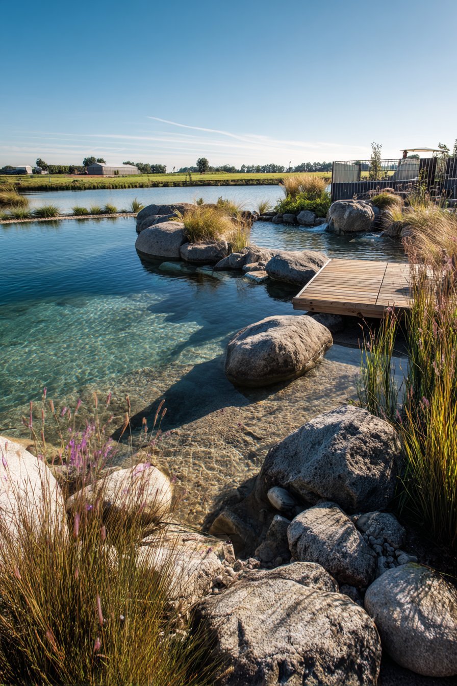 Natural Swimming Pond with Plant Filtration