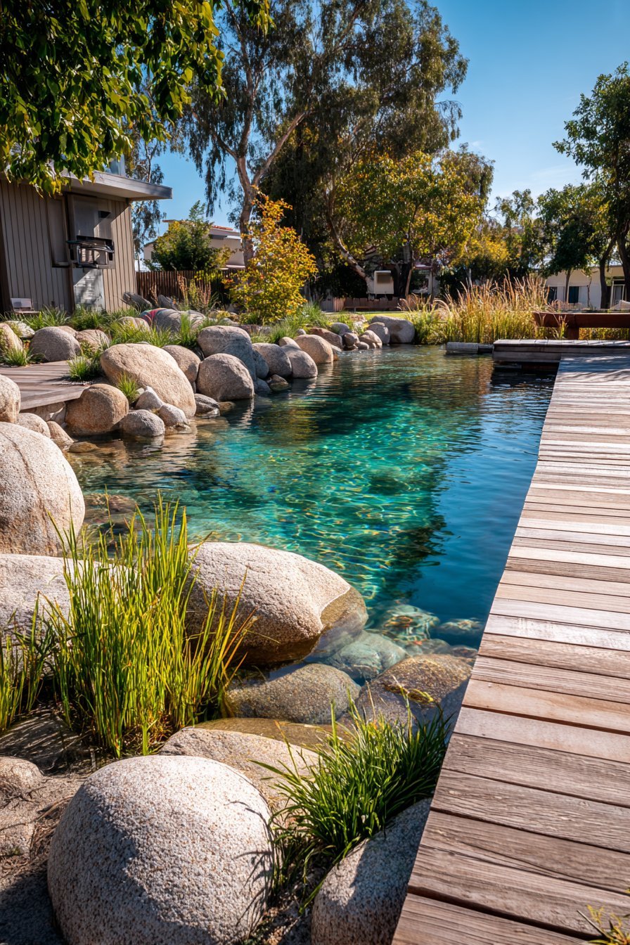 Natural Swimming Pond with Plant Filtration