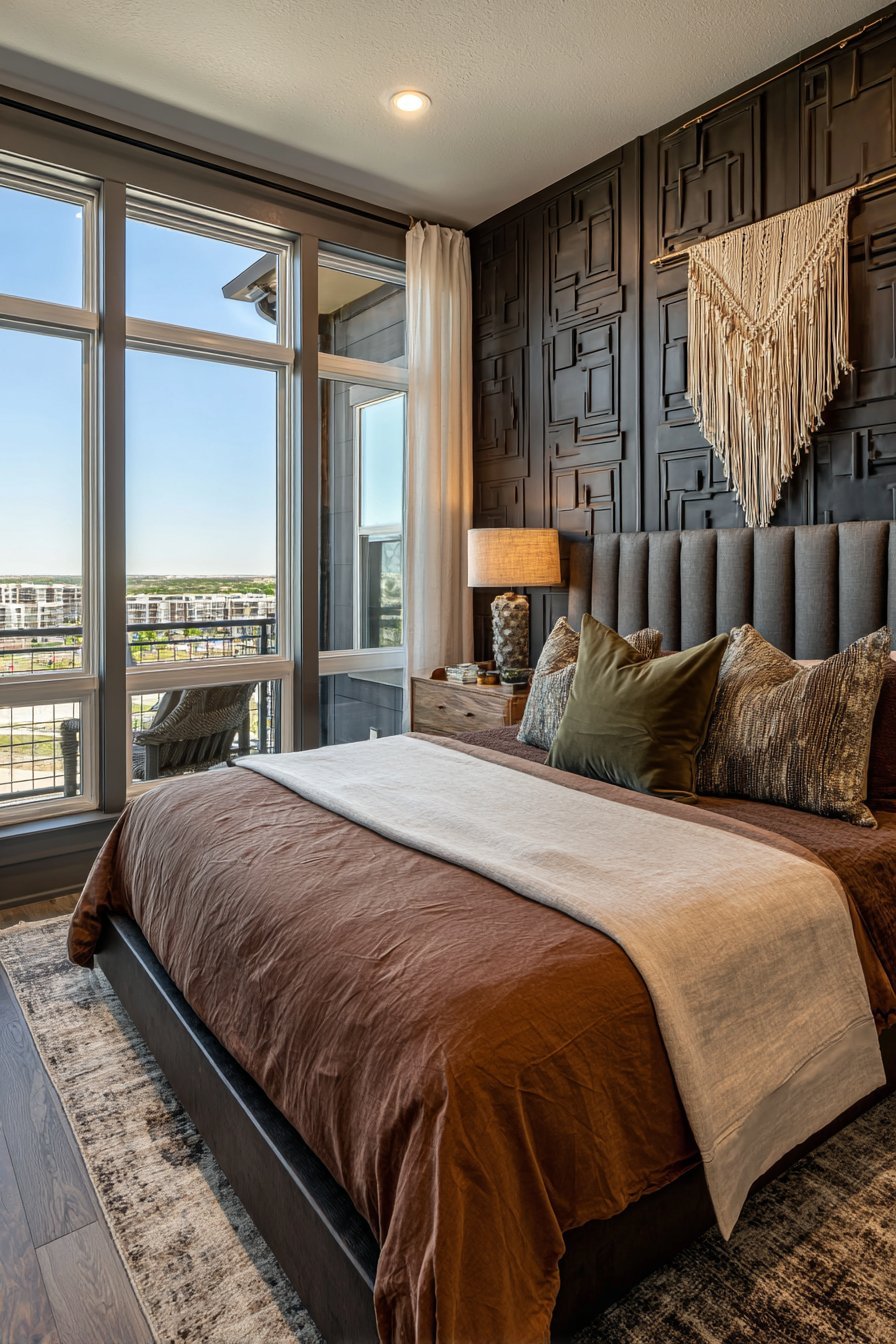 Chocolate 3D Panels with Taupe Linen