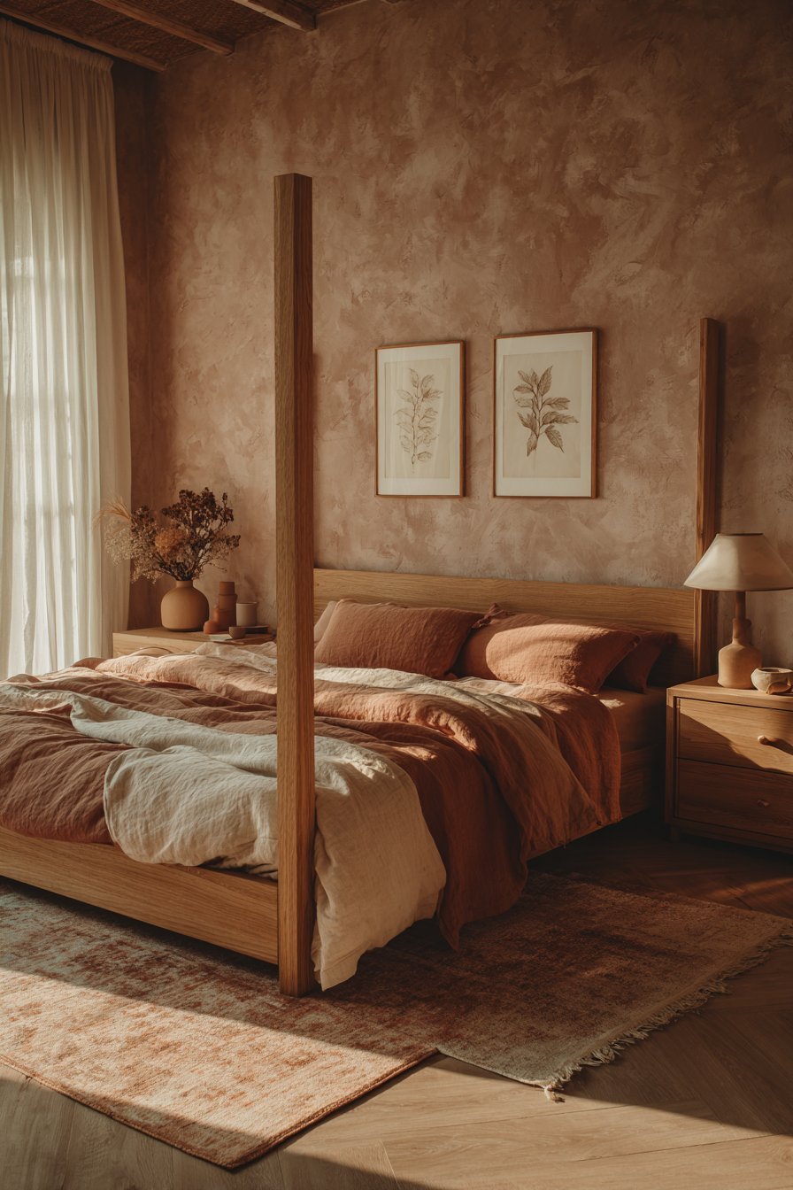 Four-Poster Oak with Graduated Linens