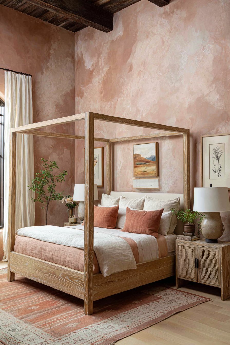Four-Poster Oak with Graduated Linens
