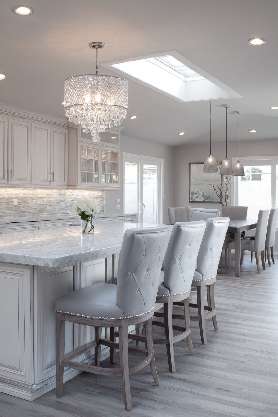 Layered Grey Kitchen Lighting Design