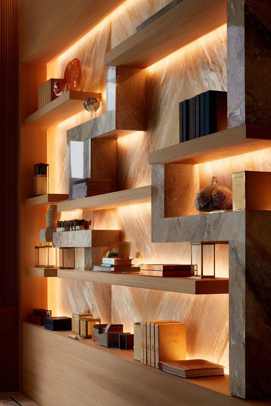 Luxury Designer Integrated LED Lighting Shelving