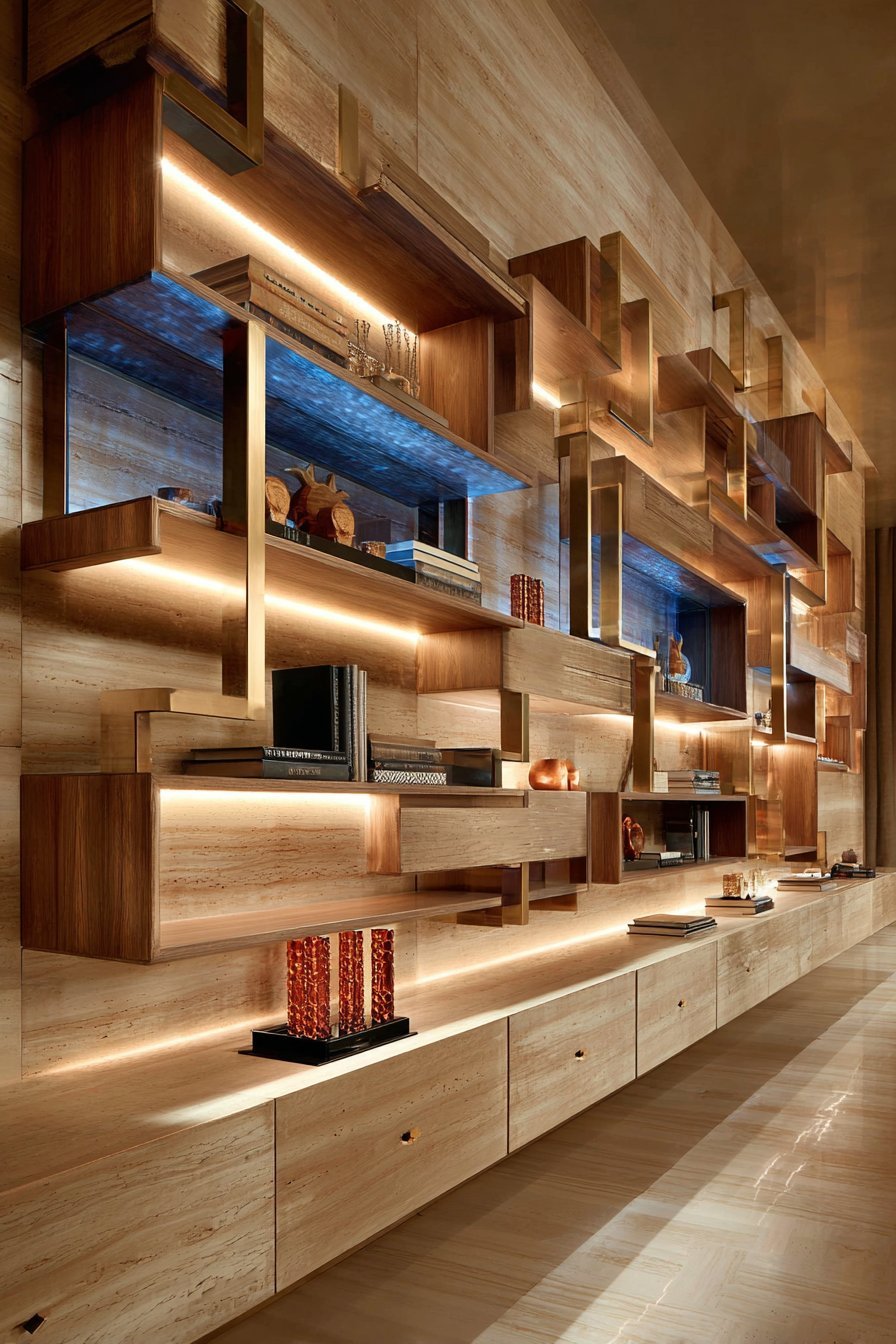 Luxury Designer Integrated LED Lighting Shelving