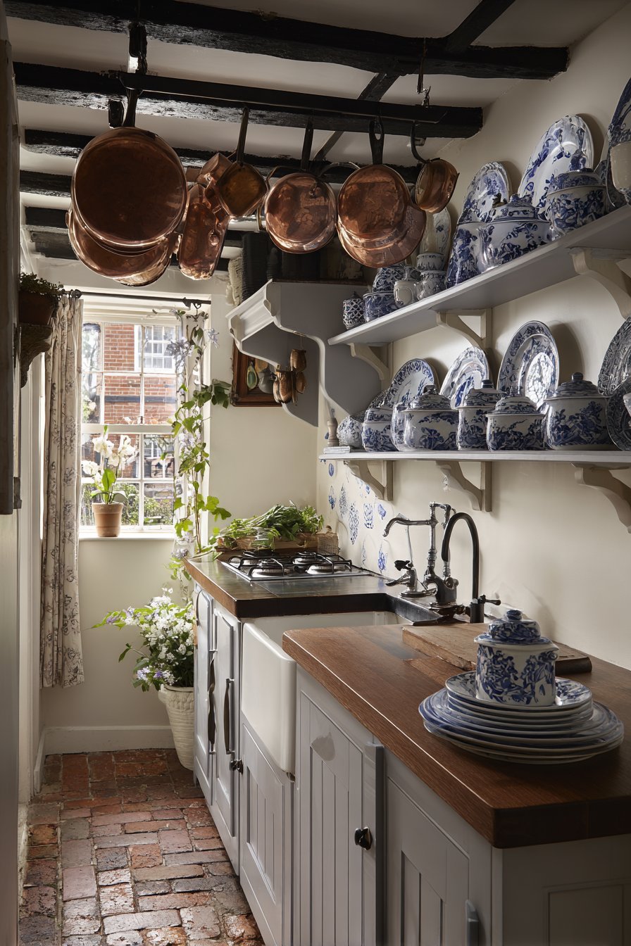 Grey Pine Kitchen with Copper Accents