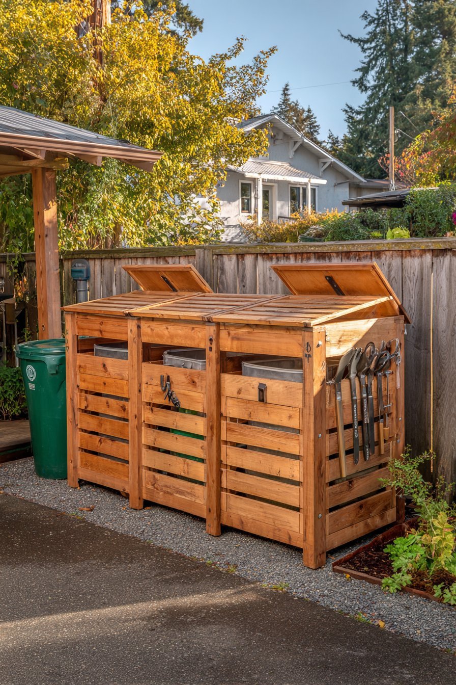 Three-Bin Cedar Composting Station