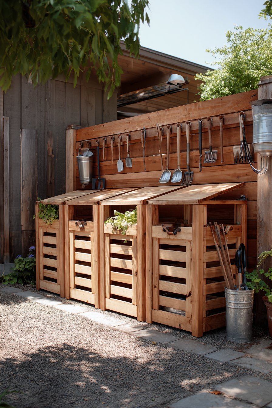 Three-Bin Cedar Composting Station
