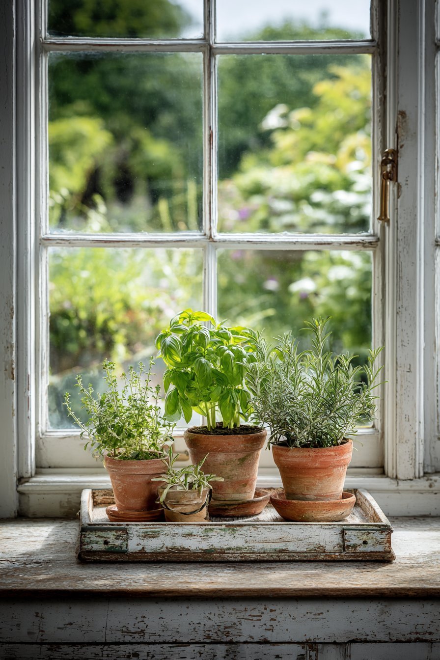 Windowsill Herb Garden Arrangement