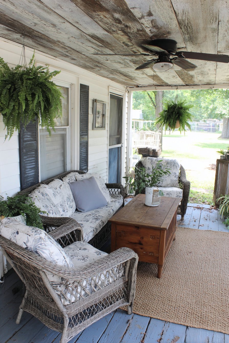Vintage Wicker Screened Porch