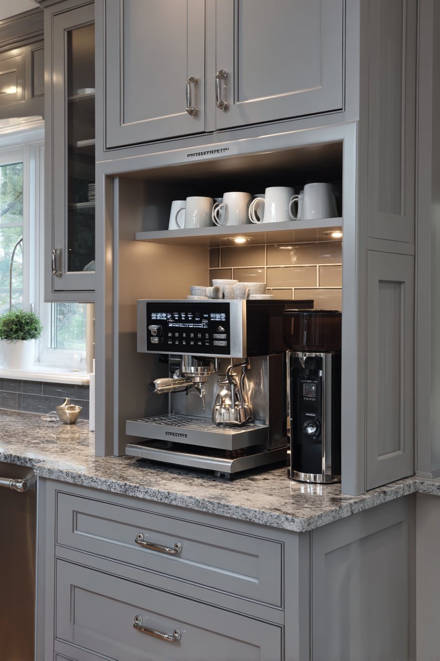 Dedicated Grey Kitchen Coffee Station